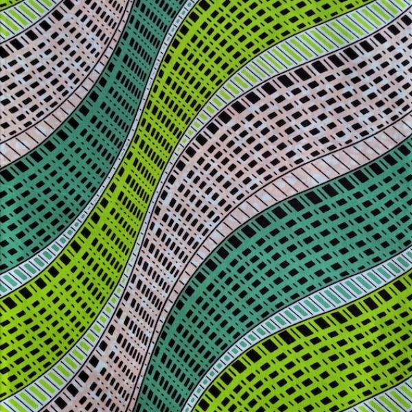 GREEN WAVE Afrikanischer Wax Print Stoff